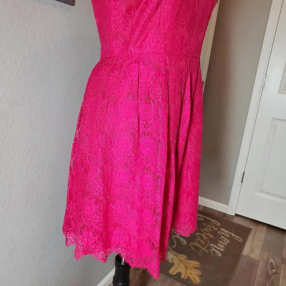XXI Forever 21 Juniors Size Medium Fuscia Pink Lace Dress - Picture 5 of 12